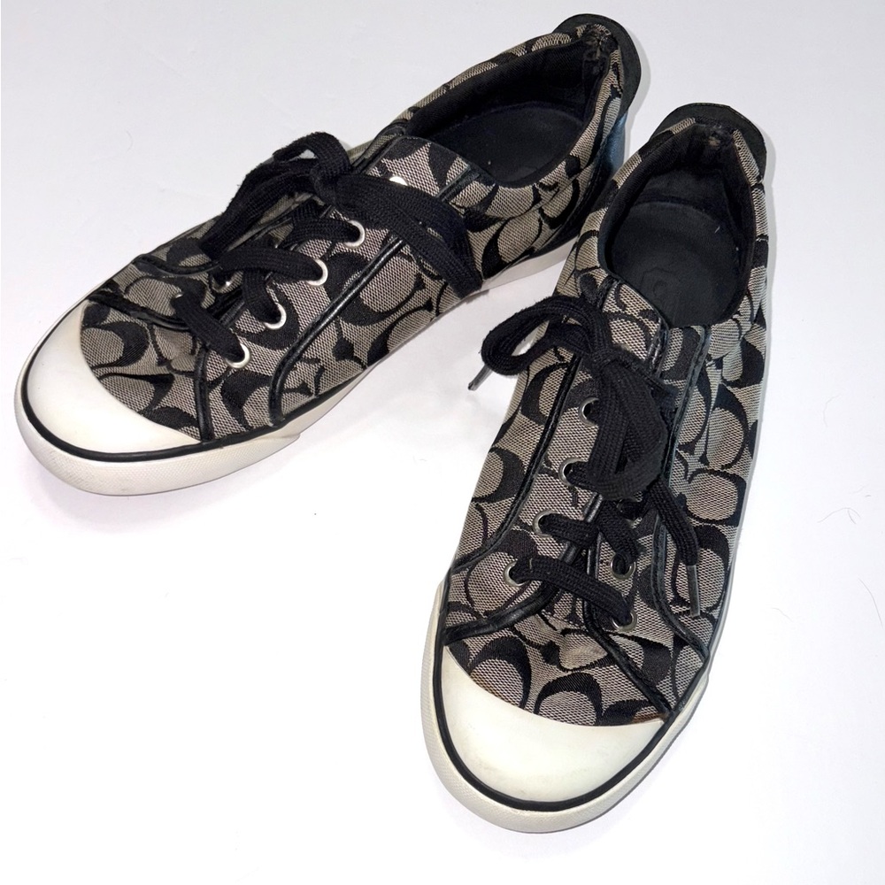 COACH Black and Cream Sneakers - Size 10 Medium